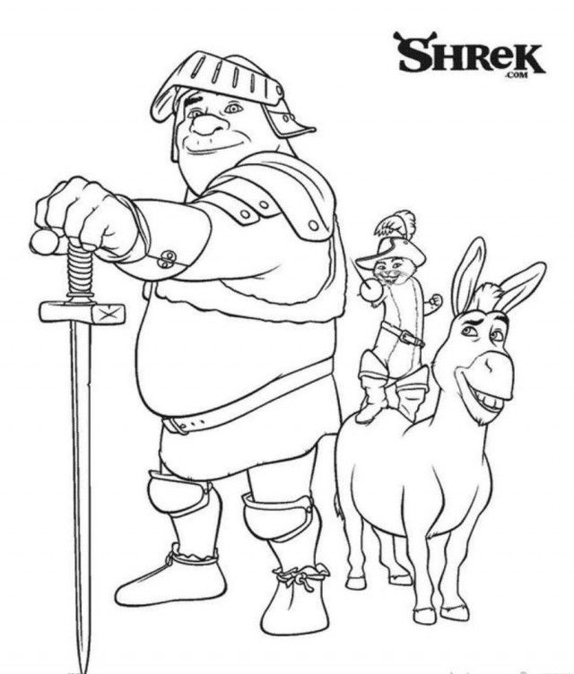 Shrek Orge Knight Coloring Page Coloringplus 165808 Shrek Coloring 