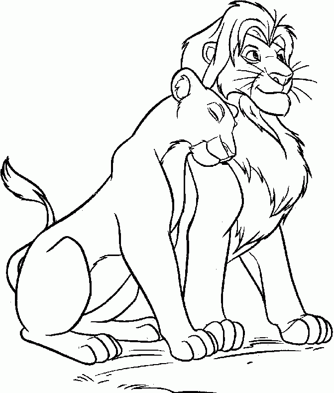 Lion King : Simba With Nala Coloring Pages, Simba With Friends 
