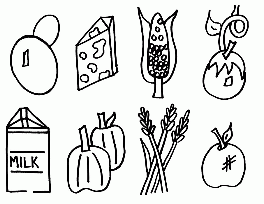 Healthy Foods Coloring Pages Kids Home Food Children Free Printable