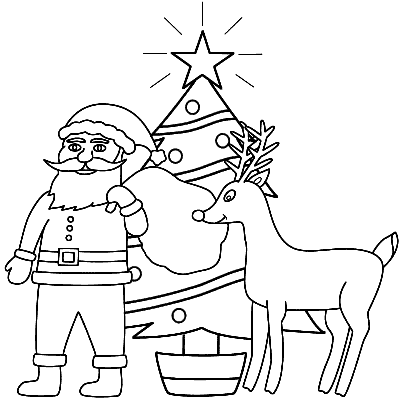 Coloring Pages Santa & Rudolph - Coloring Home