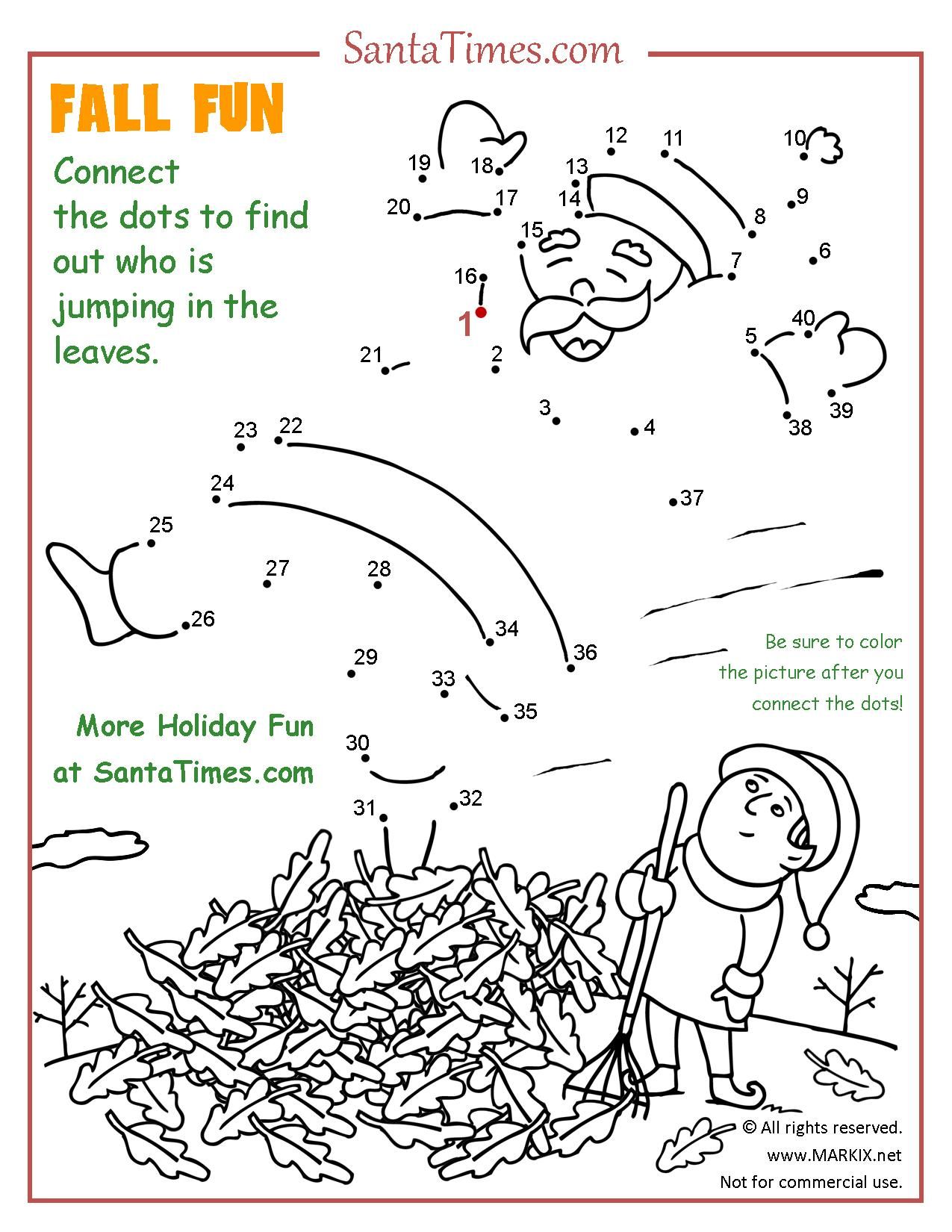 Fall Fun at the North Pole Printable Dot-to-dot. Connect the dots ...