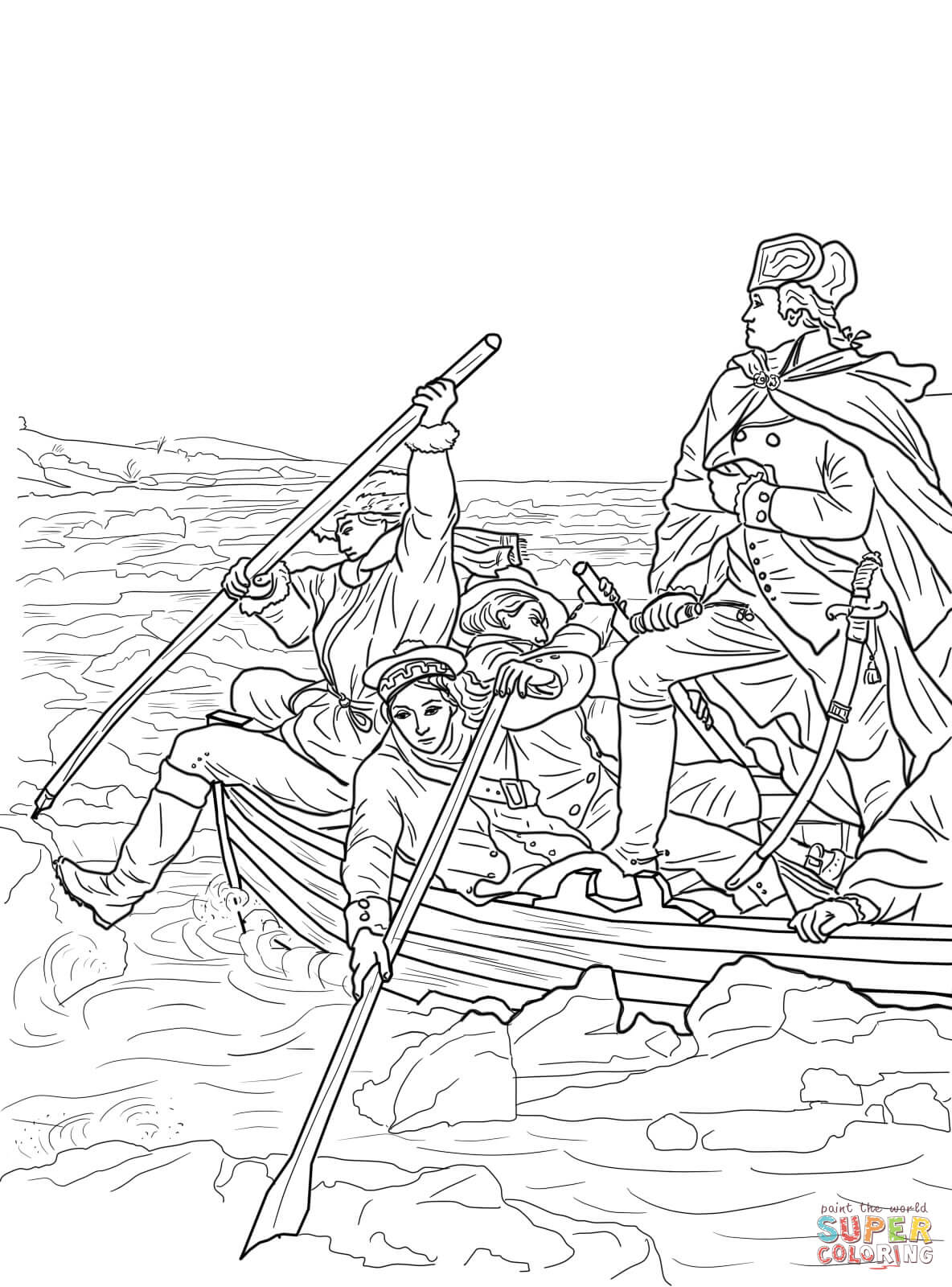George Washington Crossing the Delaware coloring page | Free ...