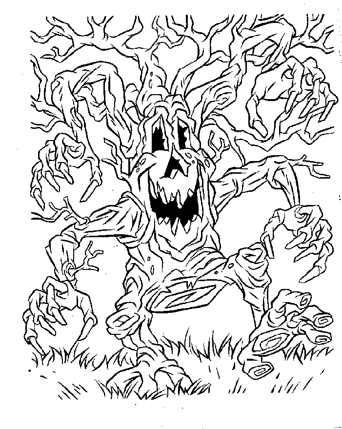 Scary Halloween Coloring Page - Coloring Home