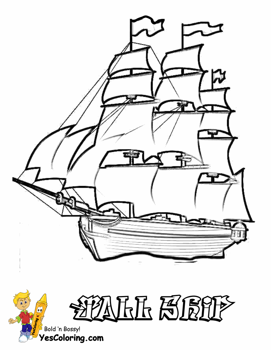 Sky High Tall Ships Coloring Pages | Sailing | 26 Free | Full-Rigged