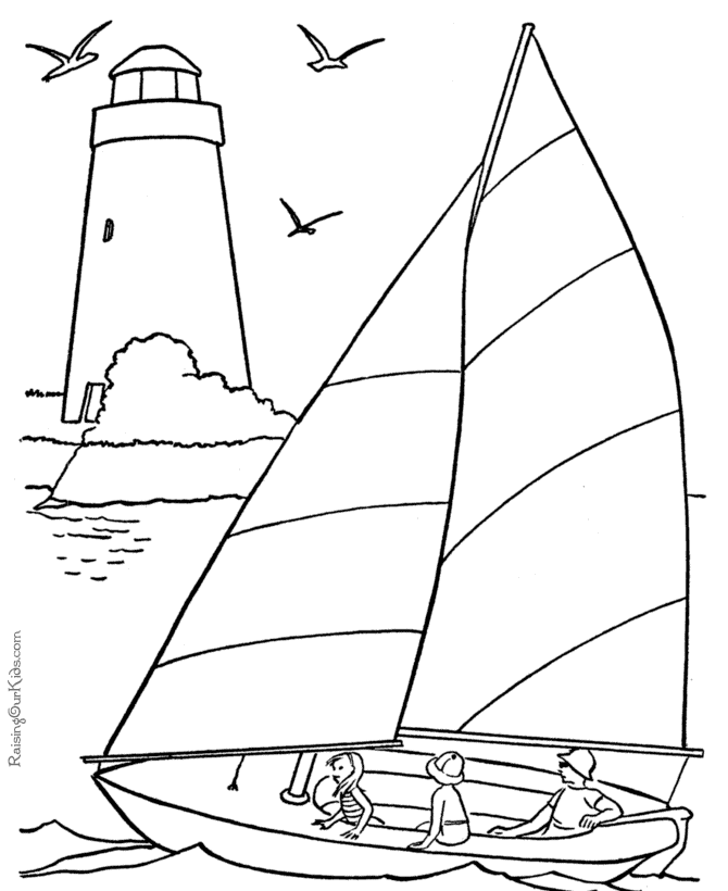 Sail boat coloring book pages | Summer coloring pages, Beach coloring pages,  Free coloring pages
