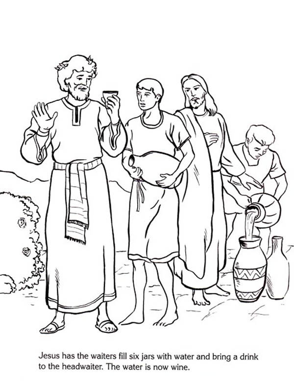 691 Simple Jesus First Miracle Coloring Page 
