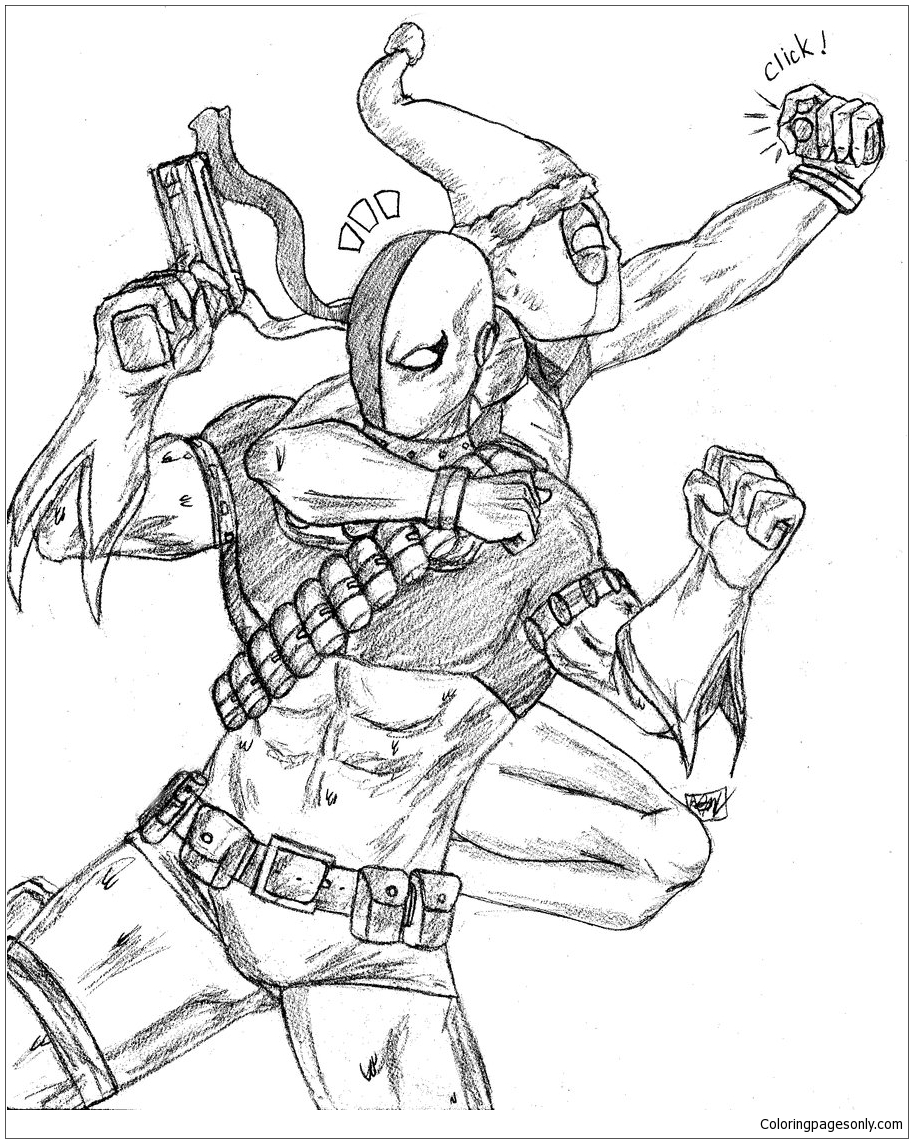 Deathstroke and Deadpool X-Mas Coloring Page - Free Coloring Pages ...