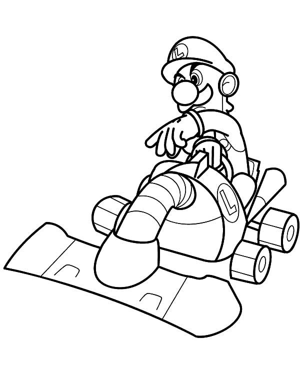 Luigi Vacuum Cleaner Kart Coloring Pages - Download & Print Online ...