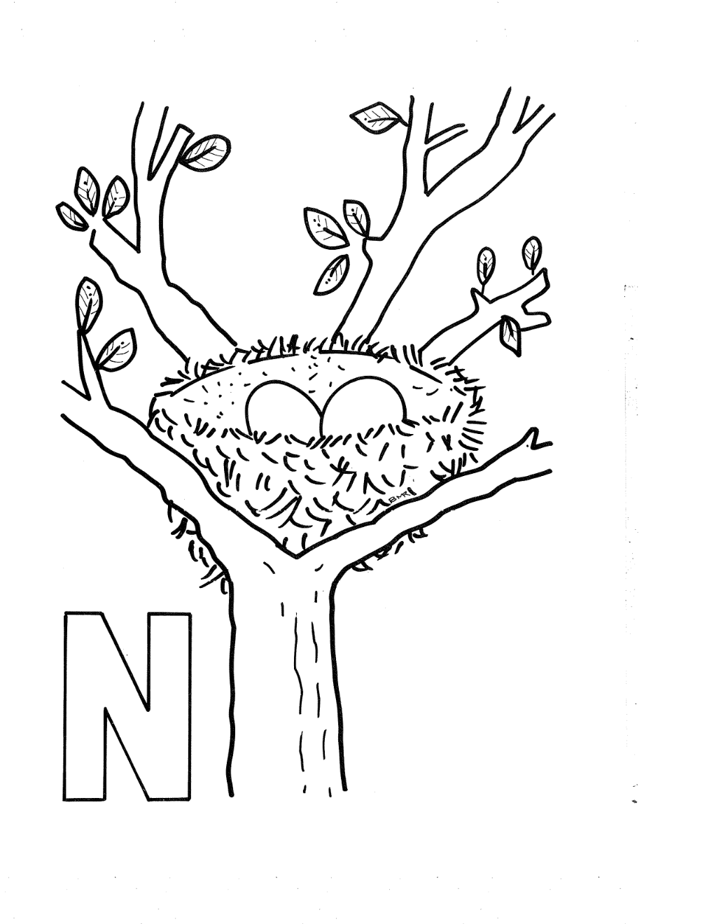 Preschool Coloring Pages Letter N - Coloring Page