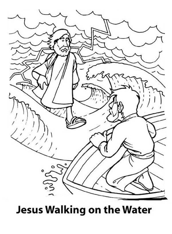 Jesus Walking On Water Coloring Page - Eldamian.net