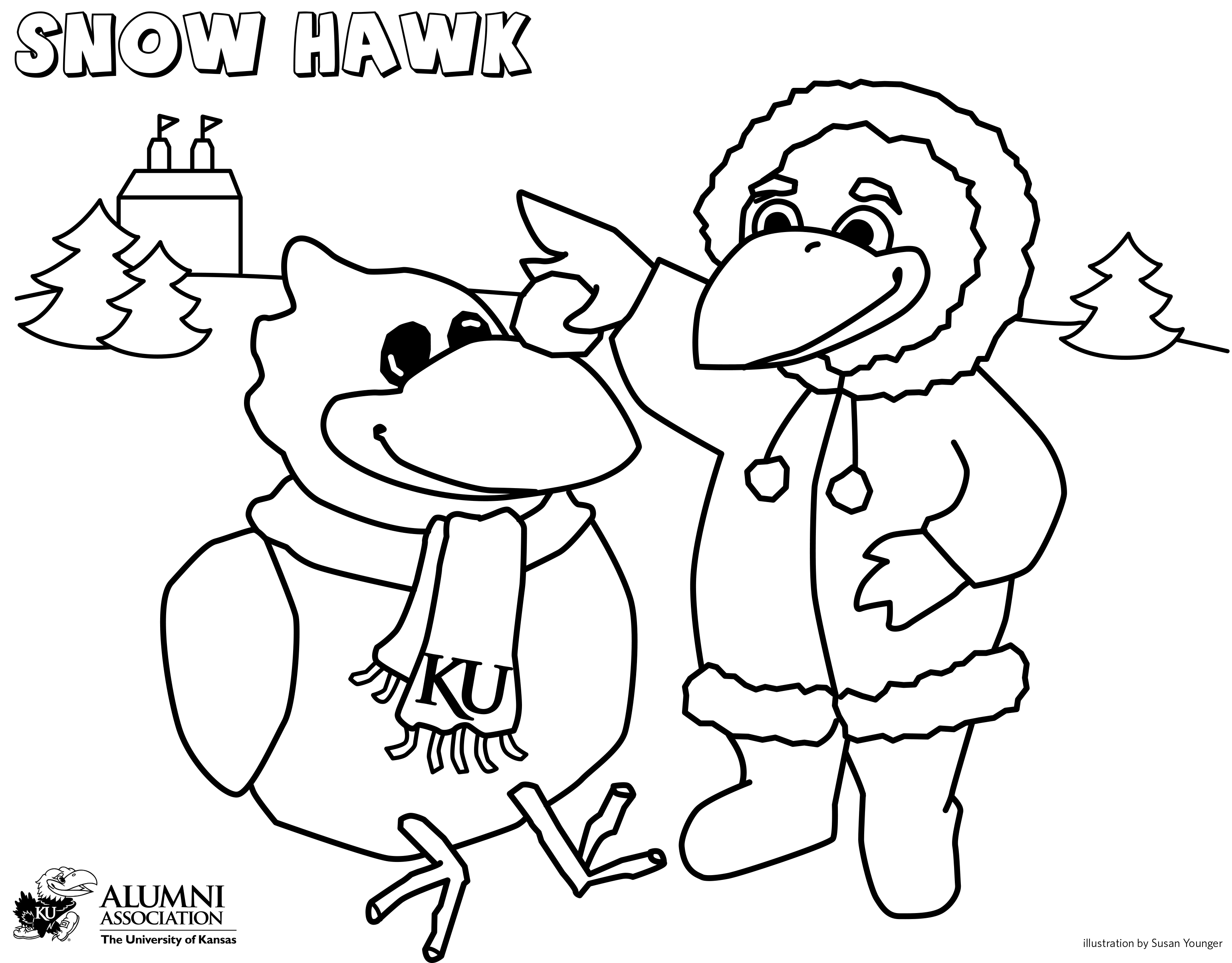 Snow Hawk - KU coloring page