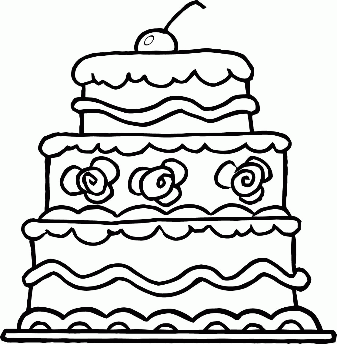 Cake Coloring Page - Coloring Home