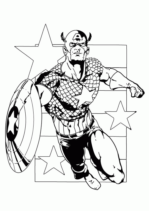 The First Avengers Captain America Coloring Page - Free ...