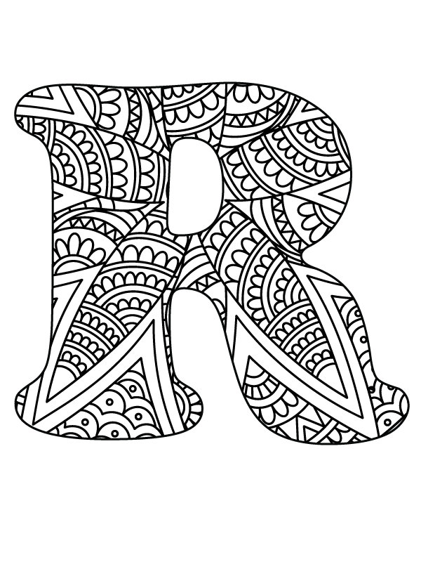 Letter R Mandala Alphabet Coloring Page - Free Printable Coloring Pages for  Kids