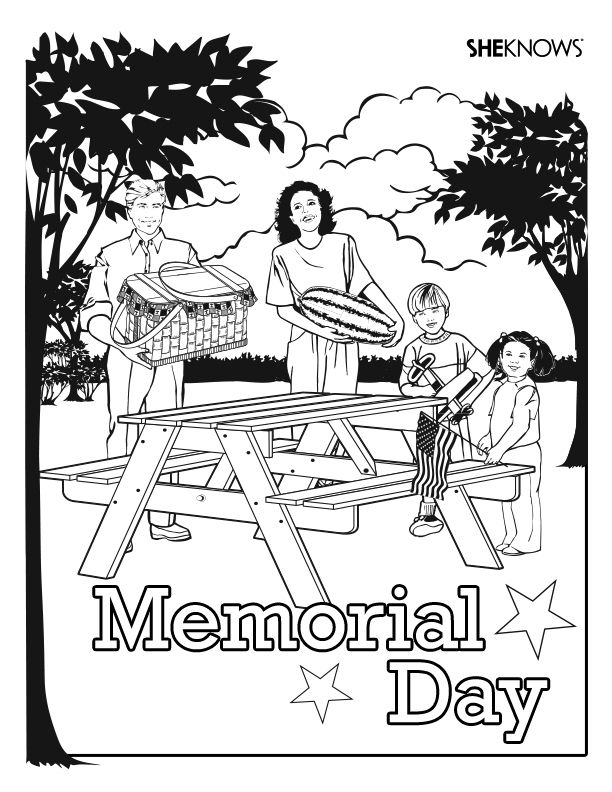 Memorial Day picnic coloring page - Free Printable Coloring Pages