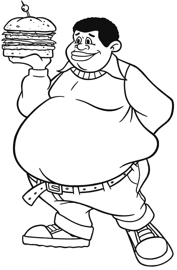Fat Albert Boy Bring Big Burger Coloring Pages | Kids Play Color