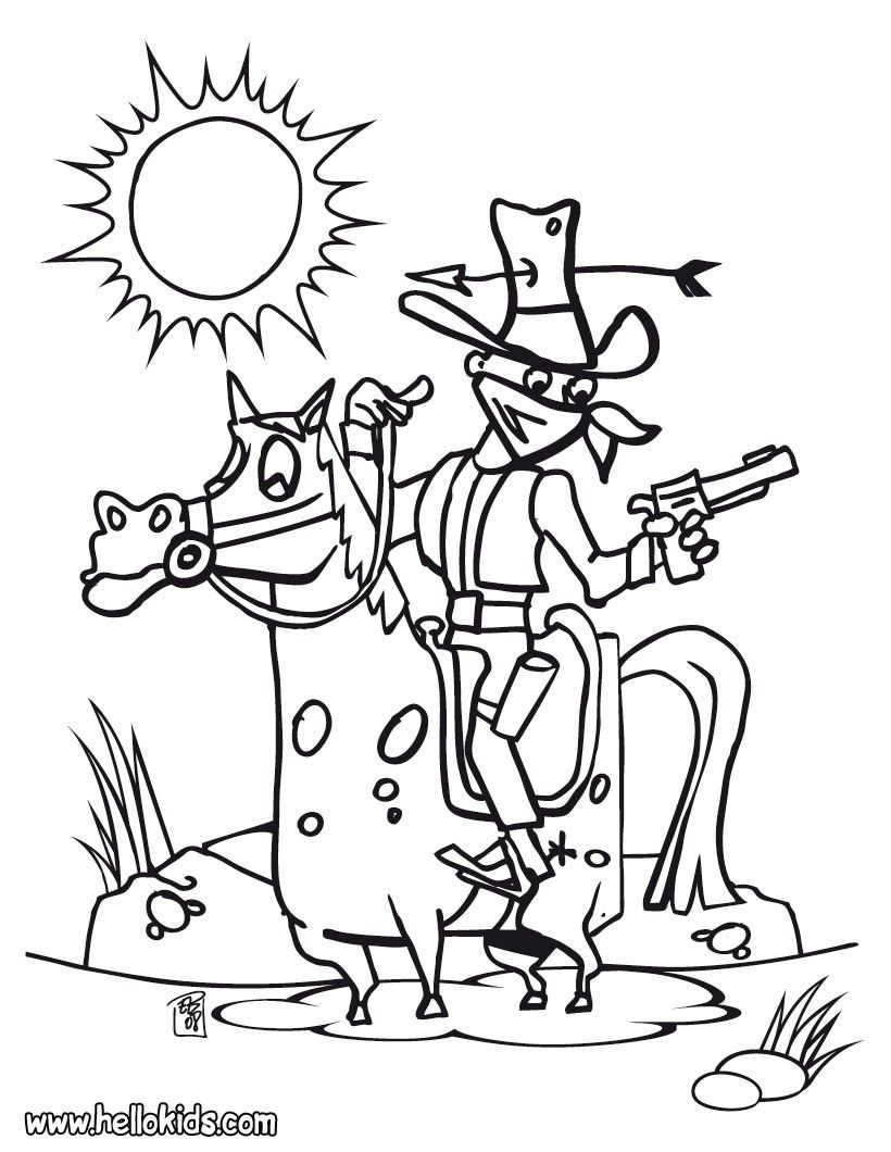 COWBOY coloring pages - Bandit on his horse