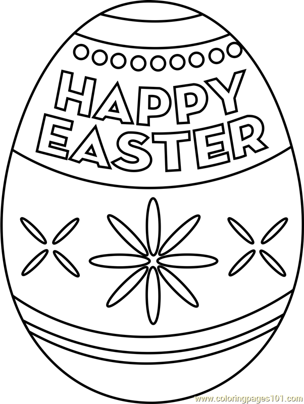 Happy Easter Egg Coloring Page - Free Easter Coloring Pages :  ColoringPages101.com