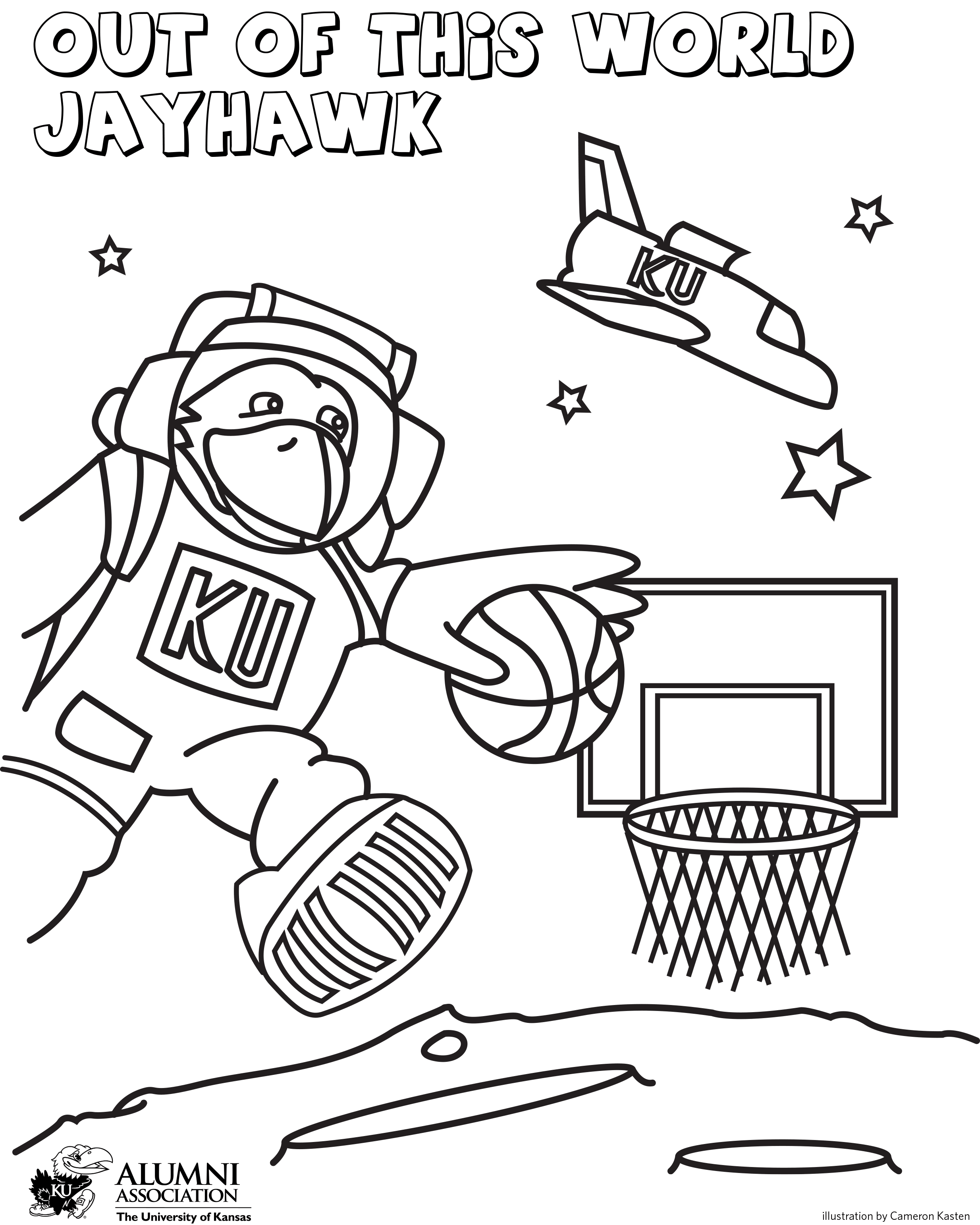 Out of This World Jayhawk - KU coloring page