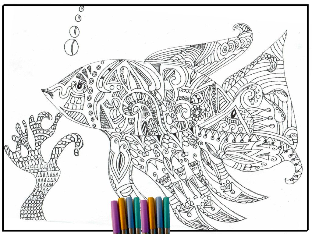 Fish Coloring Page Adult Coloring page Coloring by Strawberrycraft
