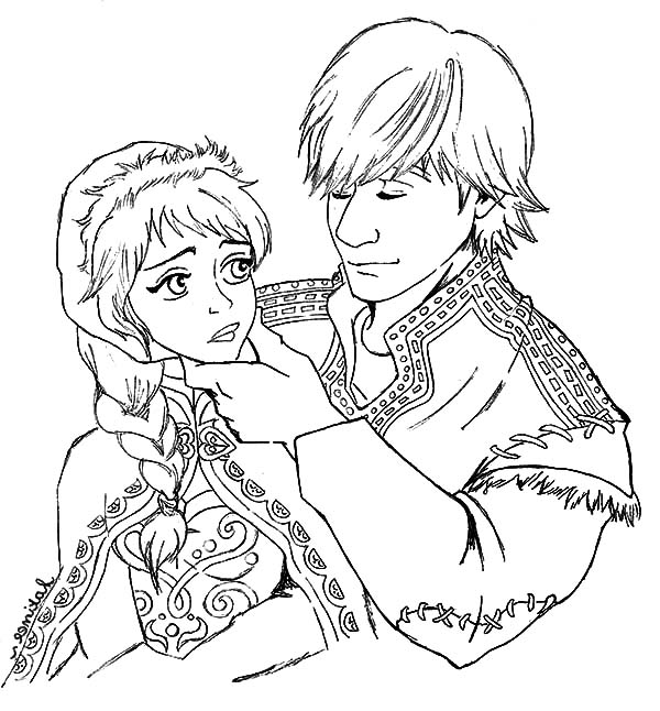 Kristoff And Princess Anna Lover Couple Coloring Pages - Download ...