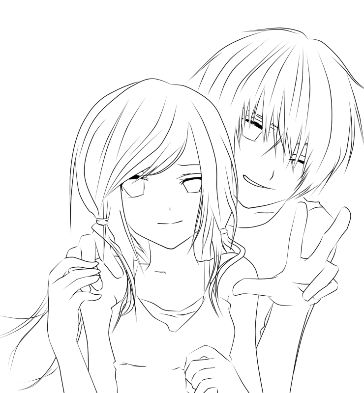 Anime Couples In Love Coloring Pages