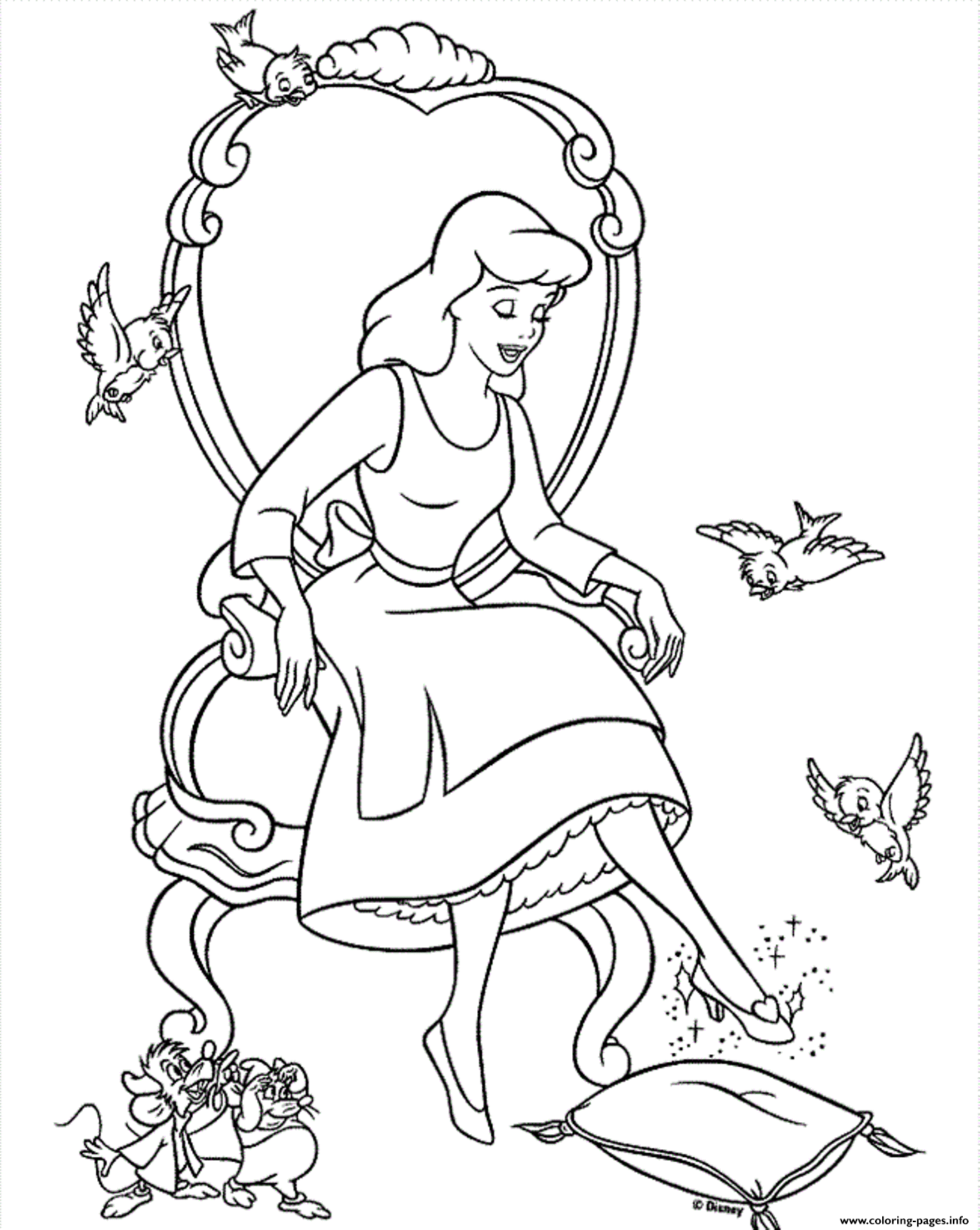 Print princess glass shoes cinderella s for kids56dc Coloring pages