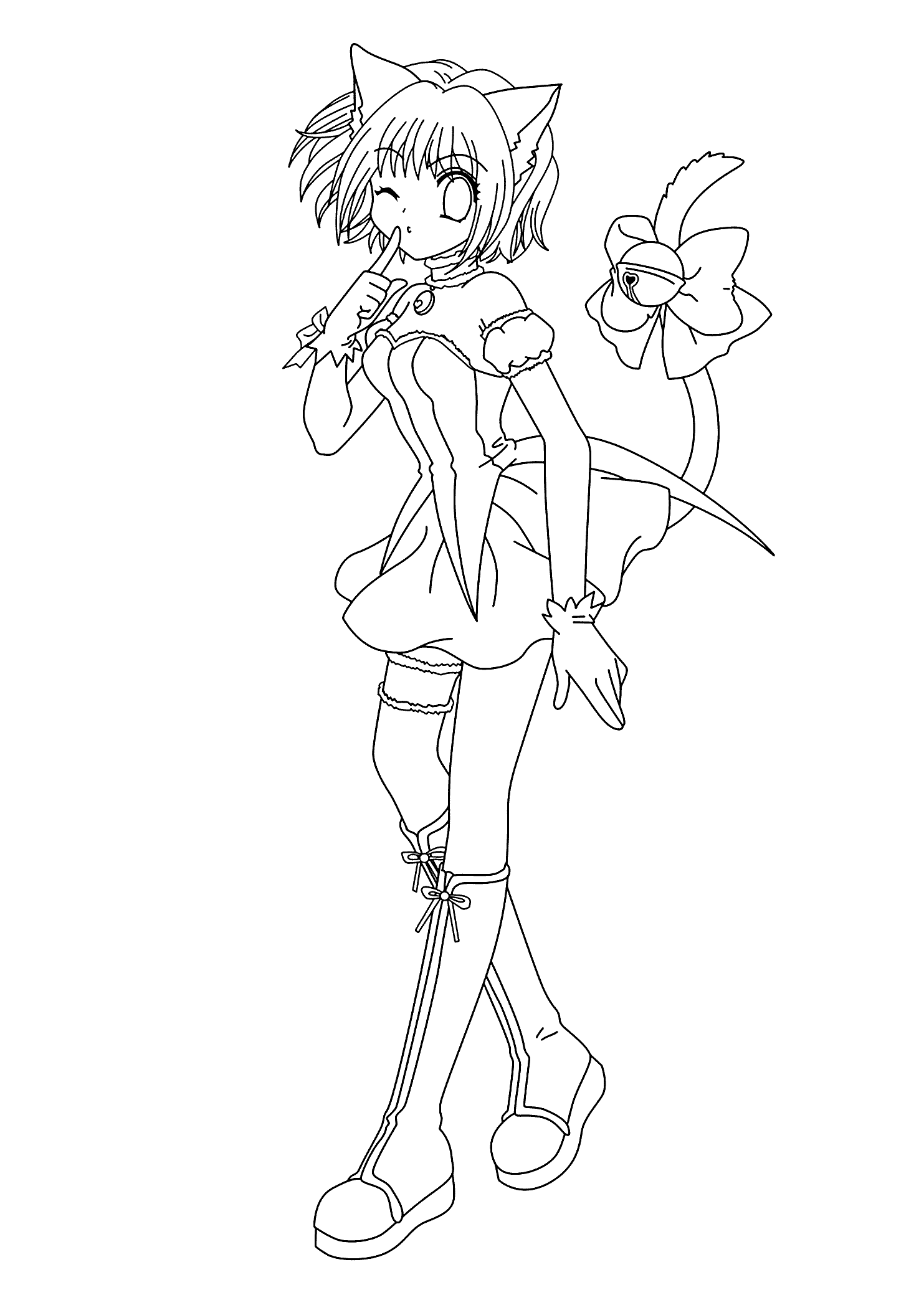 manga cat girl coloring pages - photo #27