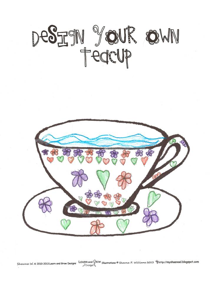 Learn and Grow Designs Website: Free Design a Teacup Coloring Page ...