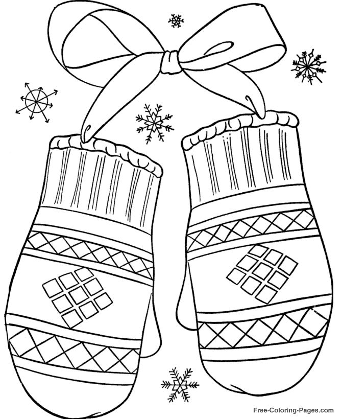 Winter Coloring Pages - Winter Mittens 12