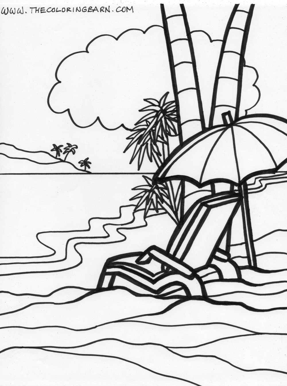 Island Coloring Page - Coloring Pages for Kids and for Adults