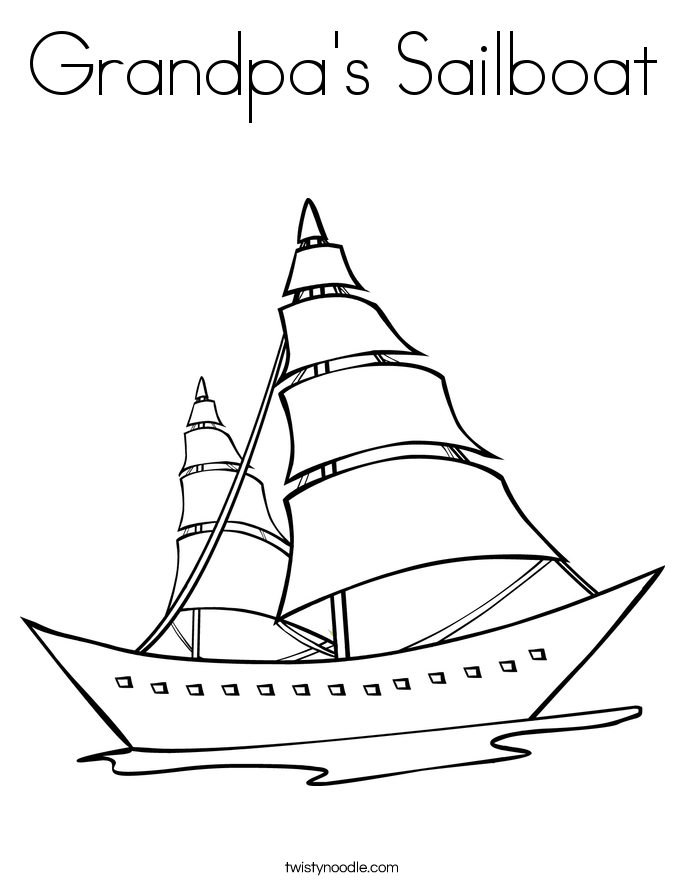 Grandpa's Sailboat Coloring Page - Twisty Noodle