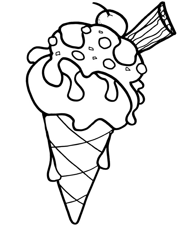 Ice cream cone coloring pages for children to download