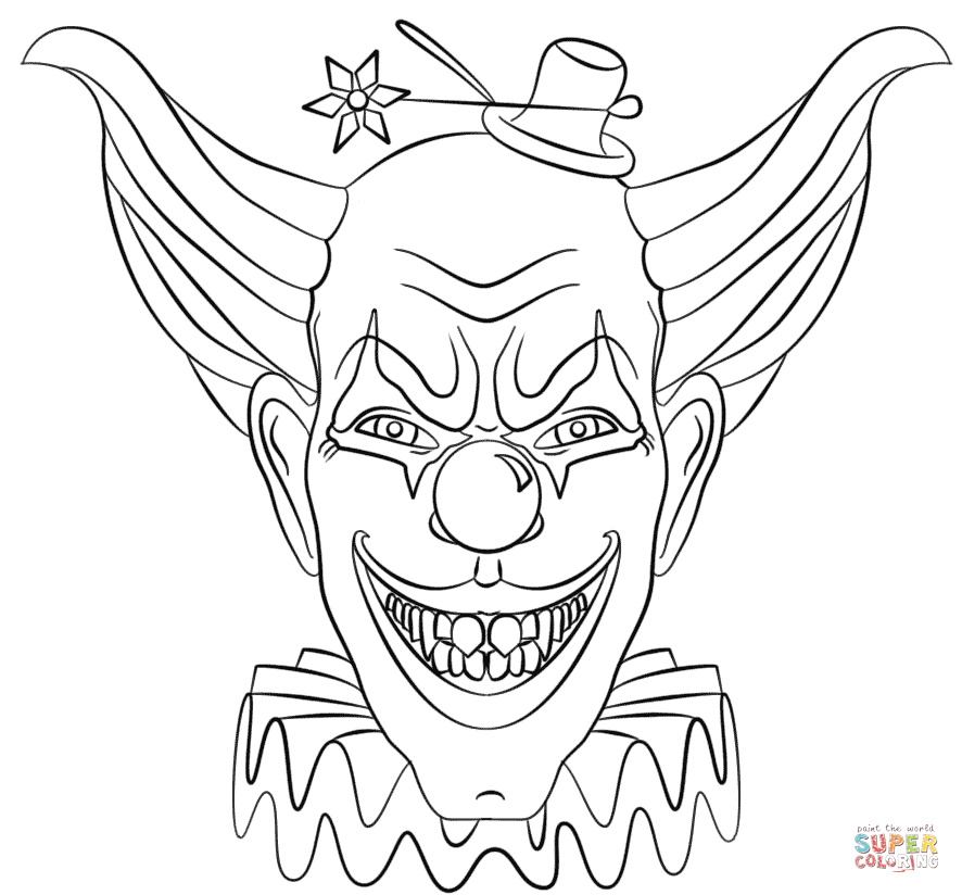 Evil Clown Face coloring page | Free Printable Coloring Pages