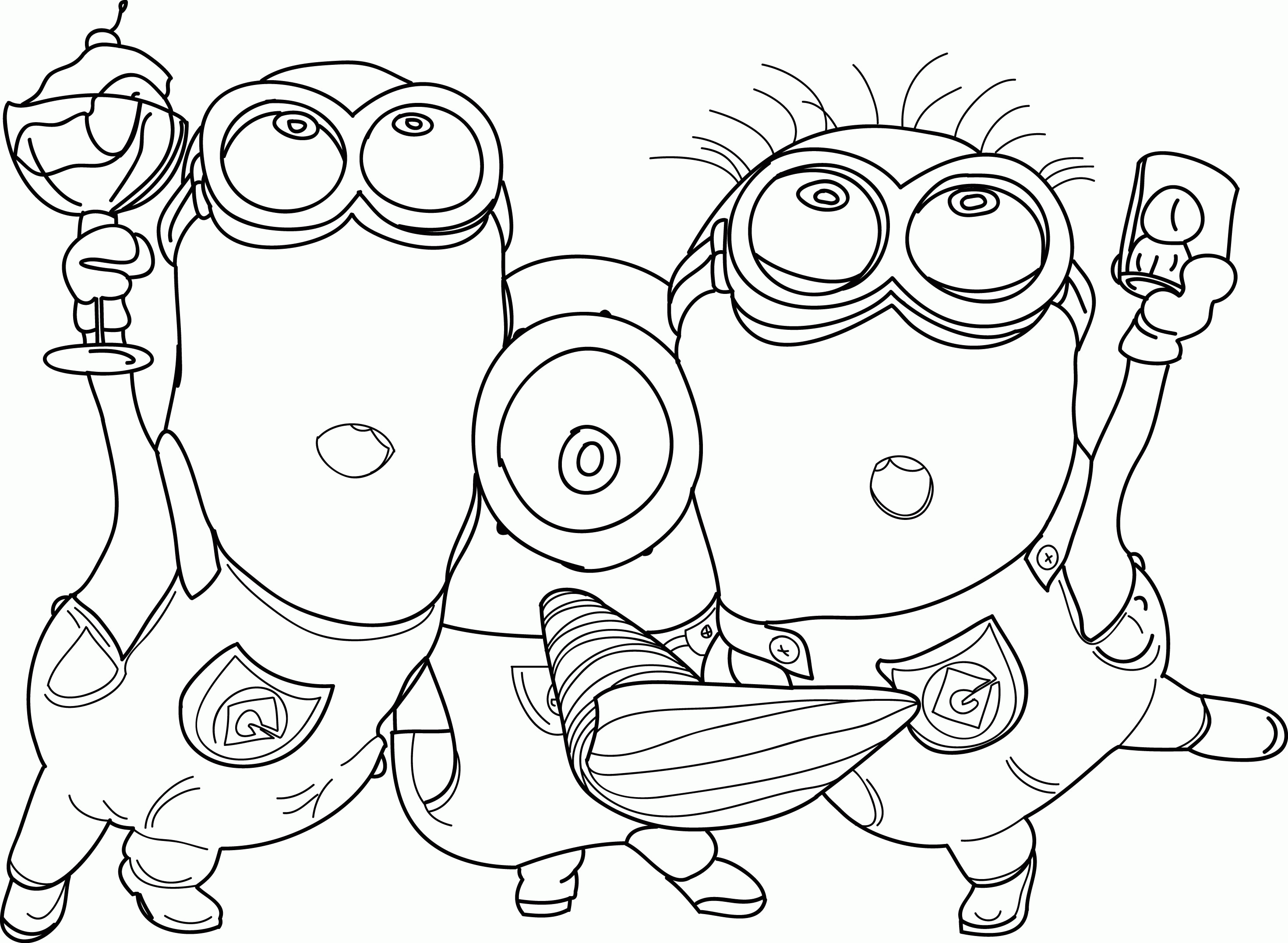 Despicable Me 2 Minions Party Time Coloring Page Wecoloringpage