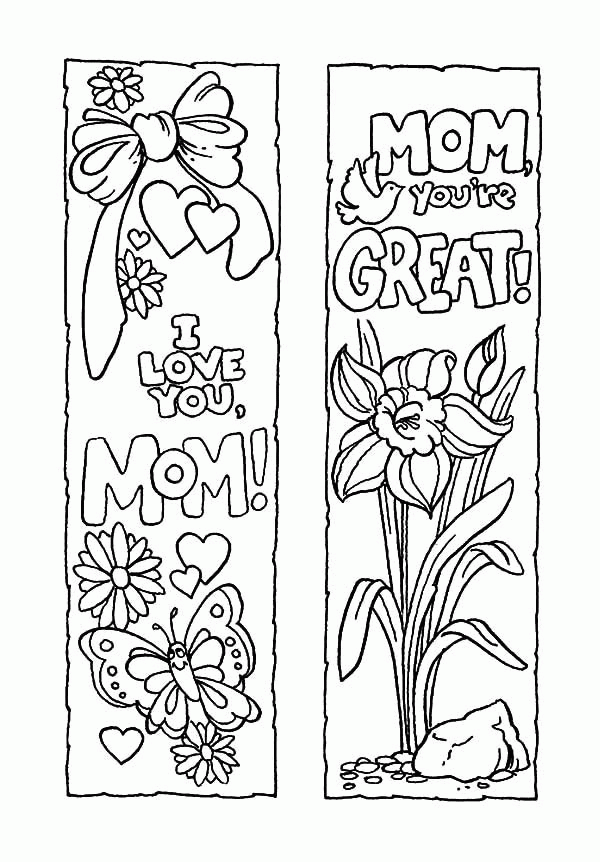 Mother's Day Bookmarks Coloring Page