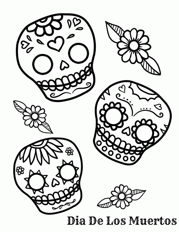 11 Pics Sugar Skull Coloring Pages Printable Free Day Dead