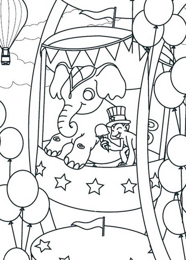 Monkey and Elephant Take Ferris Wheel at the Circus and Carnival ...