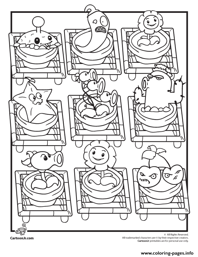 Print characters plants vs zombies Coloring pages