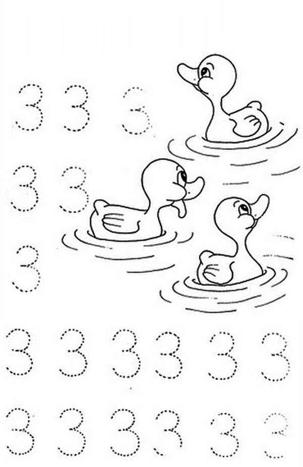 Count to Number 3 Coloring Page | Bulk Color