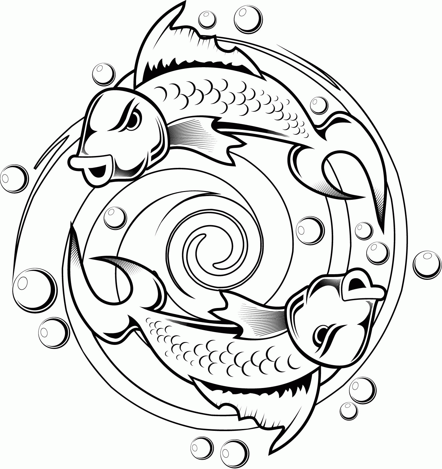 Free Printable Koi Fish Tattoo Design Coloring Page
