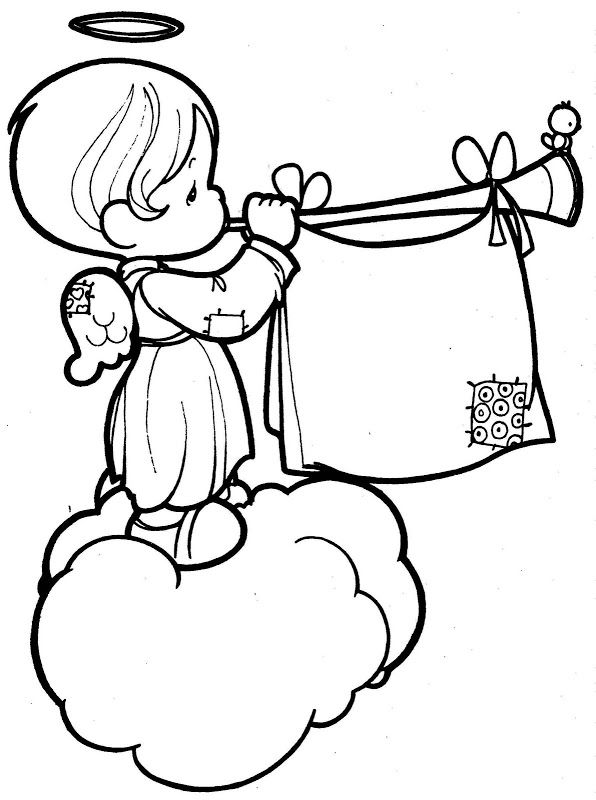 angel on a cloud with a trumpet | Angel coloring pages, Coloring ...