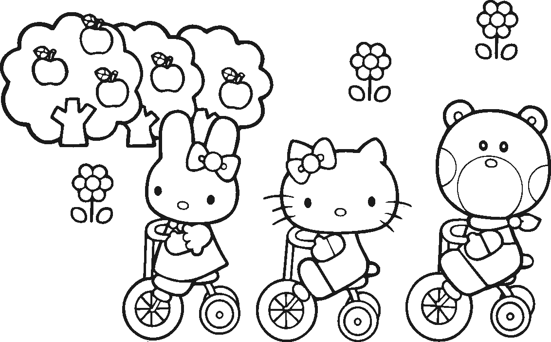 Free Hello Kitty Cycling Coloring Pages Free Online Download