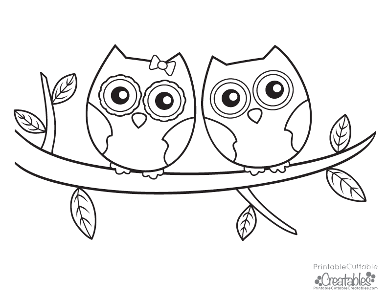 Owls Couple Free Printable Coloring Page - Printable Cuttable ...