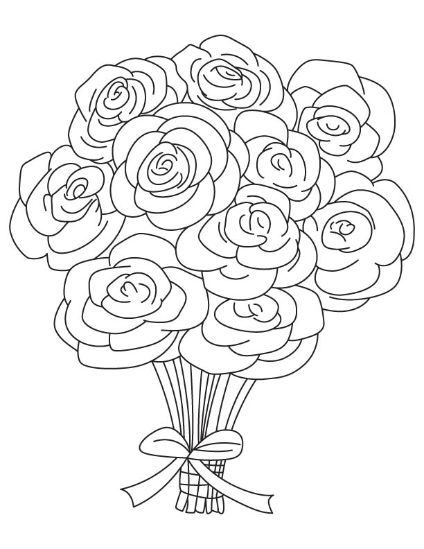 Best Photos Of Bouquet Of Roses Coloring Pages Rose