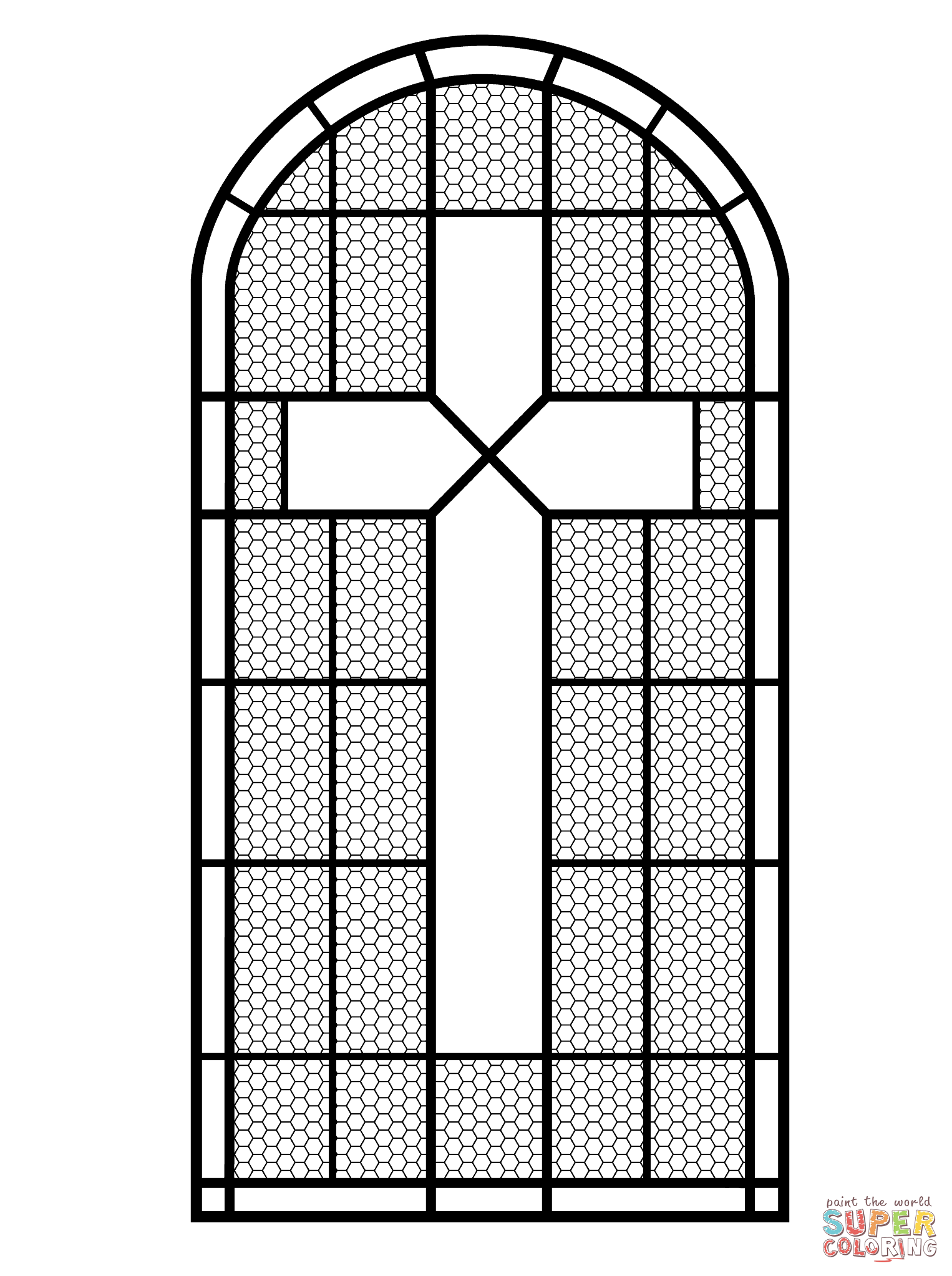 Cross Stained Glass Window coloring page | Free Printable Coloring ...