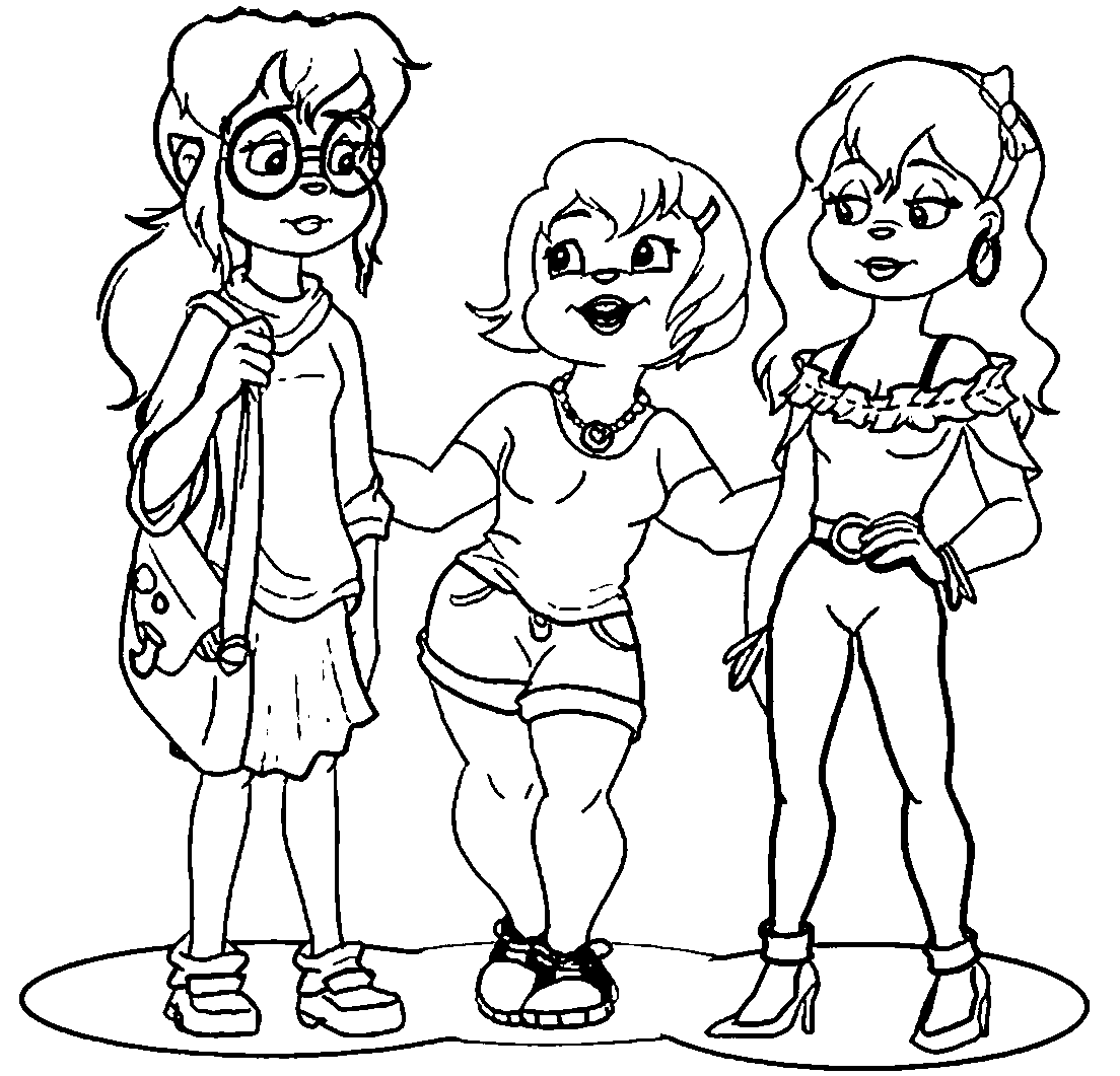 The Chipettes Alvin And The Chipmunks Coloring Page | Wecoloringpage