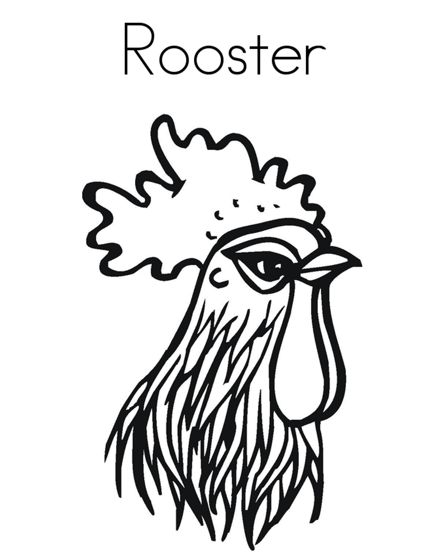 Rooster Head Farm Animal Coloring Pages | Animal Coloring pages of ...