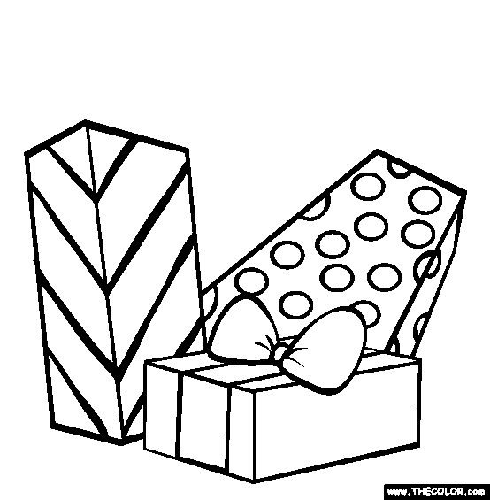 New Year Coloring Pages: New Year Gifts Coloring Pages, New Year Day Gifts