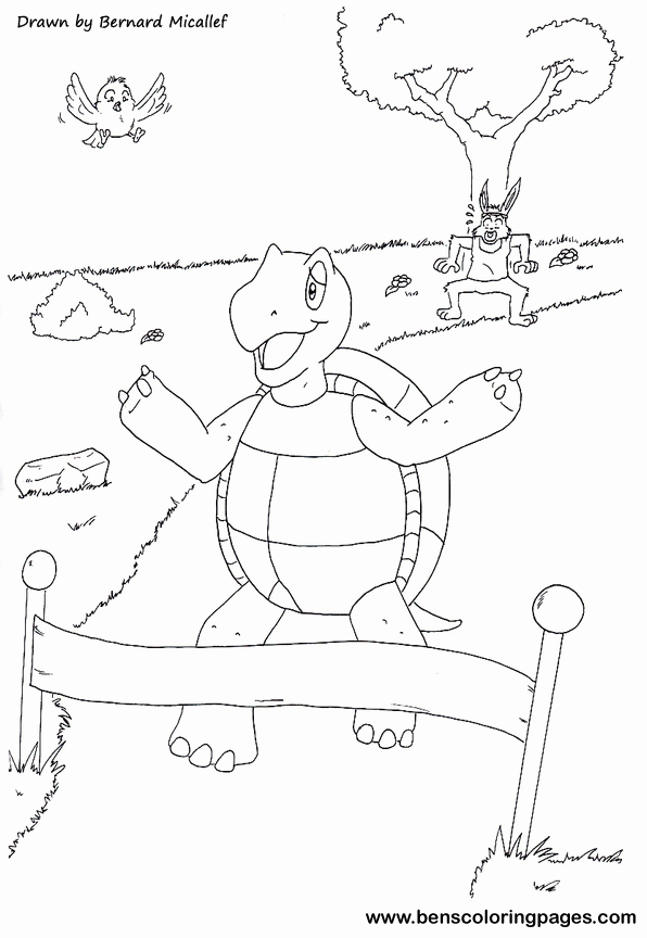 772 Simple Tortoise And The Hare Coloring Page with Animal character